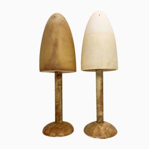 Lámparas de mesa hongo vintage de alabastro de Pegasam, años 70. Juego de 2