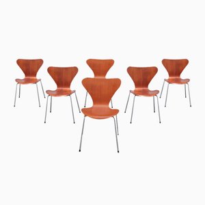 Teak Serie 7 Stühle von Arne Jacobsen für Fritz Hansen, 1981, 6er Set