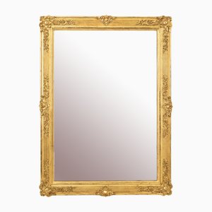 Espejo Louis Philippe antiguo rectangular en hoja de oro, década de 1850