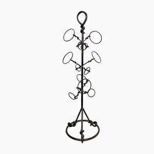 Brutalist Art Wrought Iron Wine Bottle Stand, 1960s