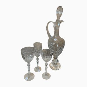 Vasos y jarra de cristal, 1950. Juego de 19