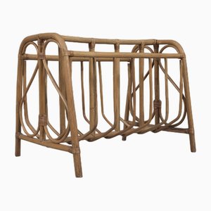 Mid-Century Modern Rattan Magazine Rack, Italy, 1960s