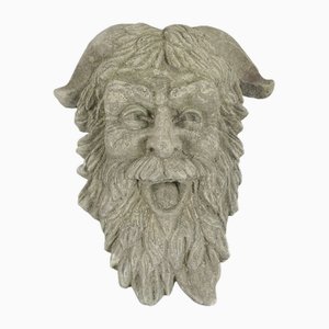 Large and Heavy Devil Wall Mask, 1930s, Concrete