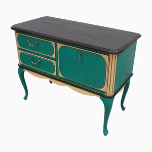 Chippendal Chest of Drawers Console Table in Turquoise Green + Sahara-Yellow, 1960s