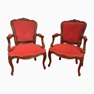 Red Cabriolet Armchairs, 1950, Set of 2