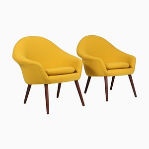 Lounge Chairs in Yellow Model 187 attributed to Hans Olsen for Hallingdal from Kvadrat, 1950s, Set of 2