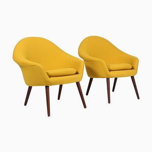 Set of Lounge Chairs in Yellow Model 187 attributed to Hans Olsen for Hallingdal from Kvadrat, 1950s