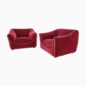 Fauteuils en Velours, Italie, 1970s, Set de 2