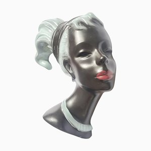 Mascarilla de mujer Mid-Century con escultura de cerámica, Alemania, 1968