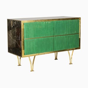 Glass and Gilded Brass Sideboard, 1970s