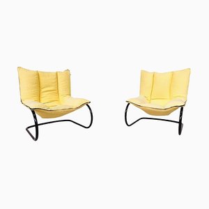 Set of Mid-Century Modern Yellow Armchairs, Italy, 1970s