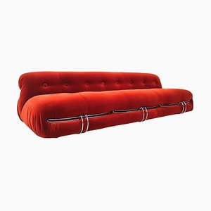 Soriana de tres plazas Mid-Century naranja atribuido a Tobia & Afra Scarpa para Cassina, años 70