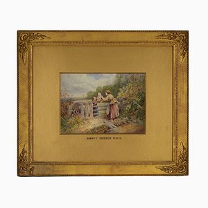 Myles Birket Foster RWS, The Stile, Milieu du XIXe siècle, aquarelle, encadré