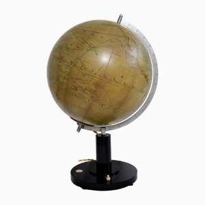 Illuminated Columbus Earth Globe in Glass Wirtschafts, 1930s