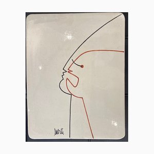Raymond Moretti, Deux Profils d'après Jean Cocteau, 1960s, Céramique