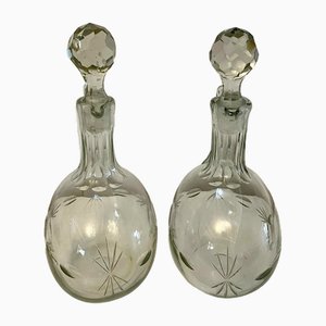 Victorian Cut Glass Decanters, 1880s, Set of 2