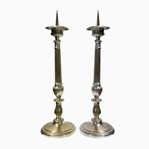 Louis XVI Style Bronze Candleholders, Late 19th Century, Set of 2