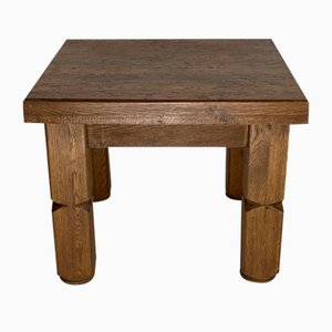 Mesa de centro holandesa brutalista cuadrada de roble, años 60