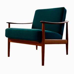 Scandinavian Modern Easy Chair in Teak & Upholstered with Hallingdal by Goldfeder, 1960s