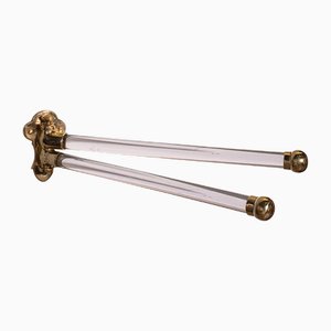English Mounted Towel Rail in Brass & Glass, 1850s