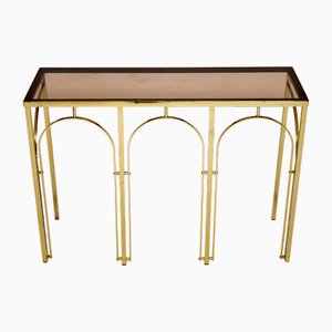 Vintage Italian Brass & Glass Console Table, 1970s