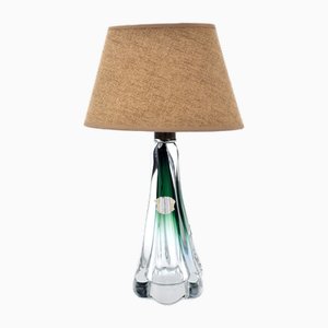 Table Lamp in Clear-Dark Green from Val Saint Lambert, 1960s