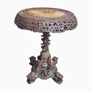 Antique Anglo-Indian Carved Tilt-Top Table