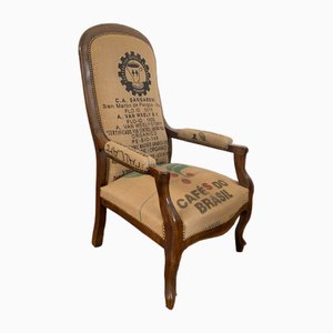 Voltaire Armchair Line with Jute Canvas, 1860s