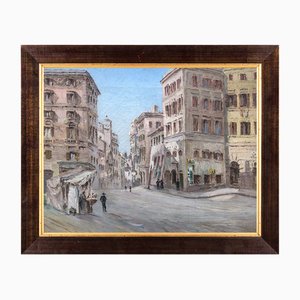 Artista italiano, Vista de Roma, Principios del siglo XX, óleo sobre lienzo, Enmarcado