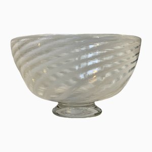 Weiße Schale aus Muranoglas mit Füßen von Venini, 1960er