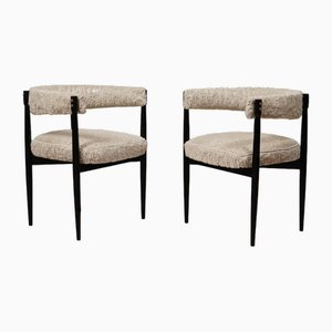 Mid-Century Austrian Upholstered Maple and Brass Armchairs, 1960, Set of 2