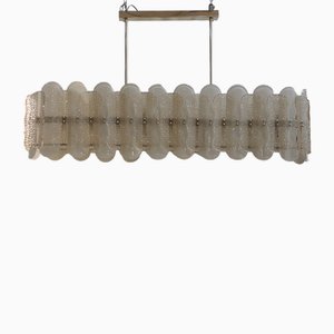 Mid-Century Rectangular Champagne Colored Chandelier in Murano Glass, 2000s