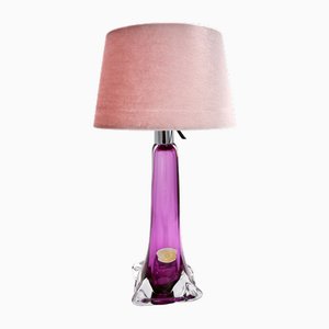 Vintage Purple Table Lamp from Val Saint Lambert