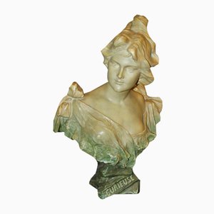 Madrassi, Sculpture Art Nouveau de Jeune Femme Curieuse, Fin 19ème ou Début 21ème Siècle, Plâtre