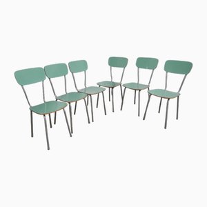 Green Formica Chairs, 1960s, Set of 6