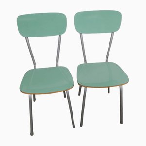 Green Formica Chairs, 1960s, Set of 2
