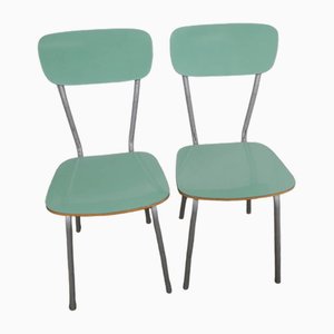 Set of Green Formica Chairs, 1960s