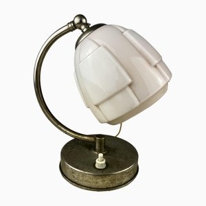 Italian Metal and Glass Bedside Lamp, 1940s