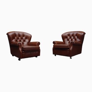 Leather Chesterfield Club Chairs, 1970s, Set of 2