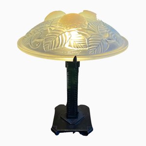 Vintage Art Deco Opaleszierende Lampe von Avesn France, 1925