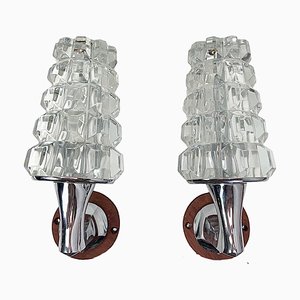 French Lead Crystal Wall Lights, 1960s, Set of 2