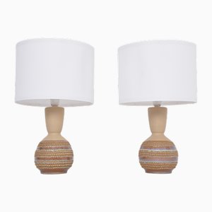 Mid-Century Modern Danish Model 3038 Ceramic Table Lamps by Soholm from Søholm, 1960s, Set of 2