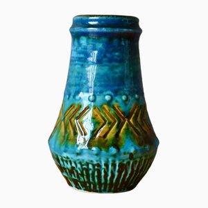 Brutalistische Vintage Vase in Blau & Grün von Carstens Tönnieshof, 1960er