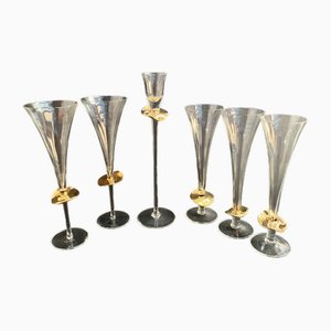 Vintage Crystal Glasses and Candlestick from K&k Styling, Germany, Set of 6