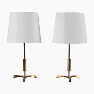 Danish Tripod Table Lamps in Brass by Josef Frank for Fog & Mørup, 1960s, Set of 2