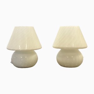 Glass Mushroom Lamps, 1980s, Set of 2