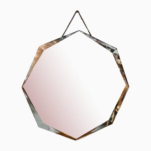 Large Octagonal Art Deco Patinated Mirror, 1940s