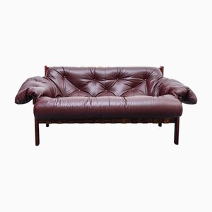Mid-Century Leather Love Seat Sofa in the style of Percival Lafer, Hungary, 1970s
