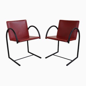 Postmodern Leather Dining Chairs attributed to Metaform, 1980s, Set of 2