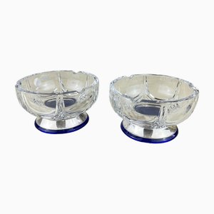 Bohemia Crystal and Sterling Silver Ashtrays, 1980s, Set of 2